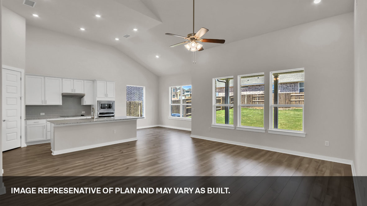 Spacious kitchen and living area.