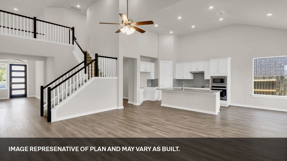 Spacious kitchen and living area.