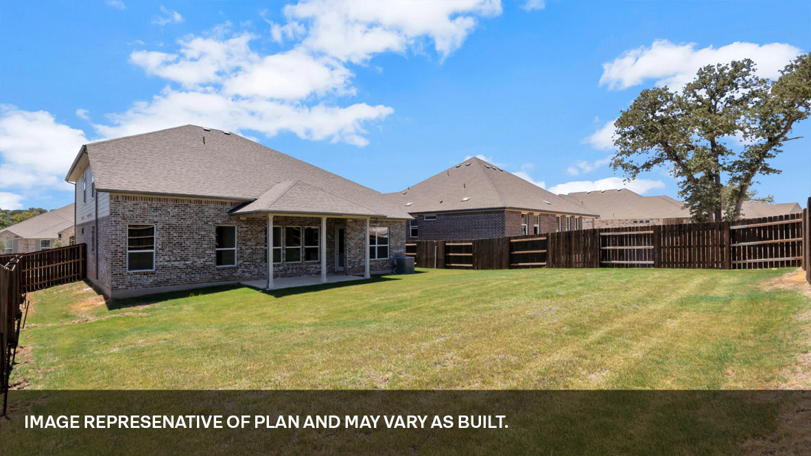 Back exterior of the Homer floorplan at Rosenbusch Ranch in Leander, TX.