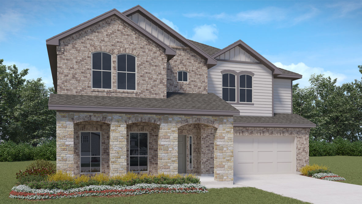 The Homer Floorplan - K Elevation at Riverview in Leander, TX.