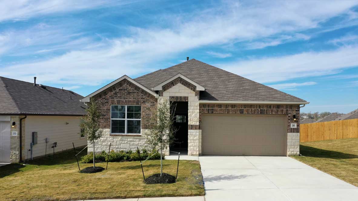 The Irvine Floorplan - B Elevation at Rosenbusch Ranch in Leander, TX.