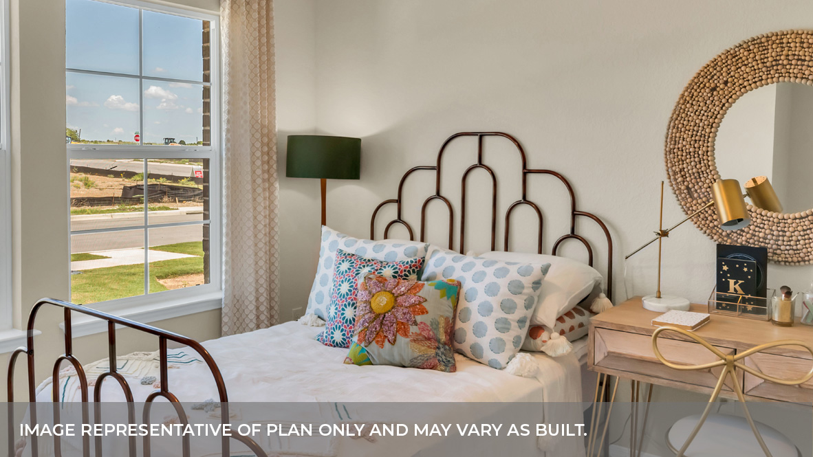 Bedroom with single large window.