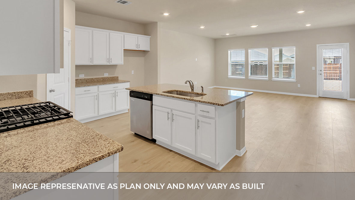 Open floor plan of the kitchen area.
