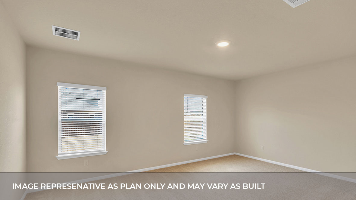 Loft area with two windows with bedrooms to the right.