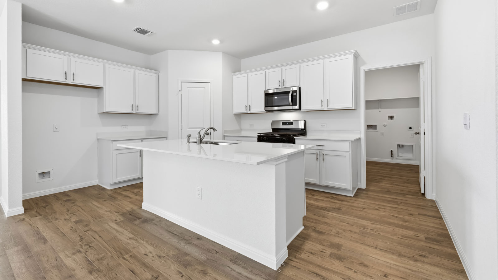 Open kitchen with island.