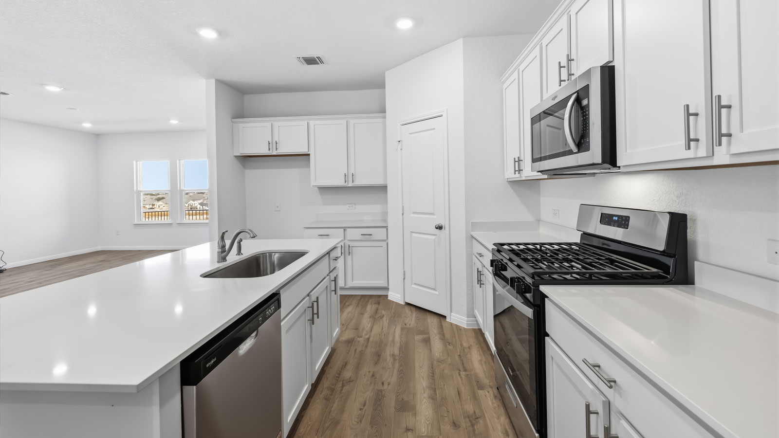 Open kitchen with island.