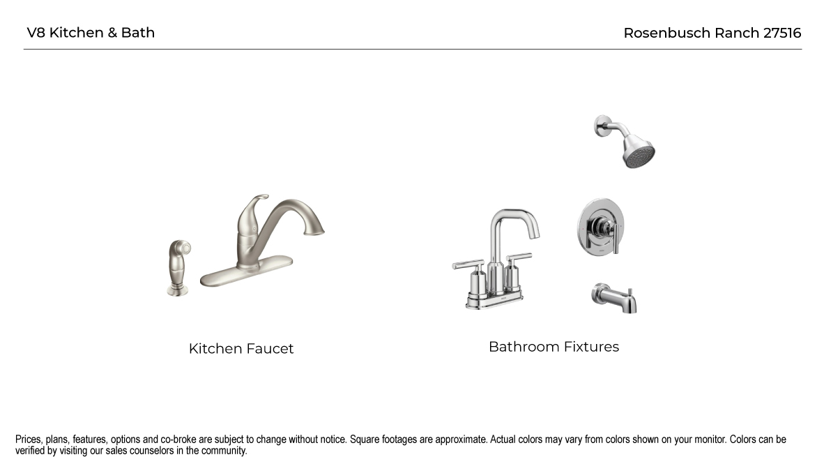 Package of different design choices offered with the Rosemont plan.