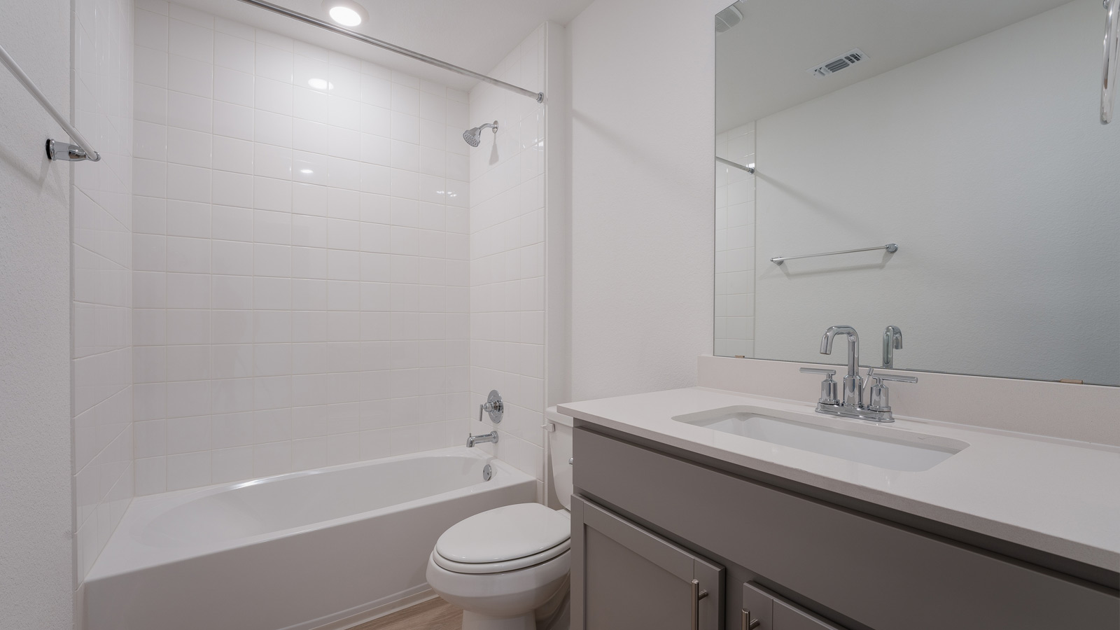 Bathroom 2 with single vanity sink.