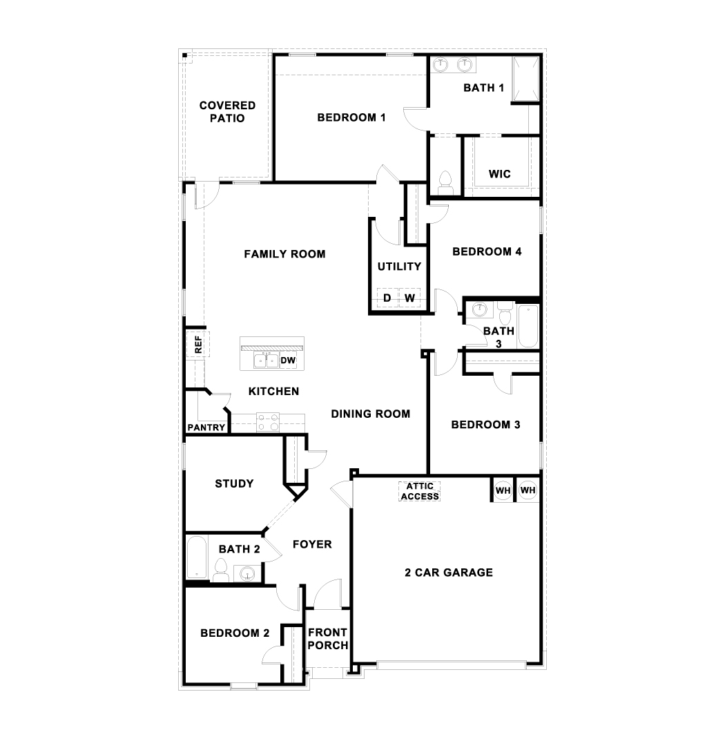 The Lakeway One-Story 4 Bedroom Floorplan