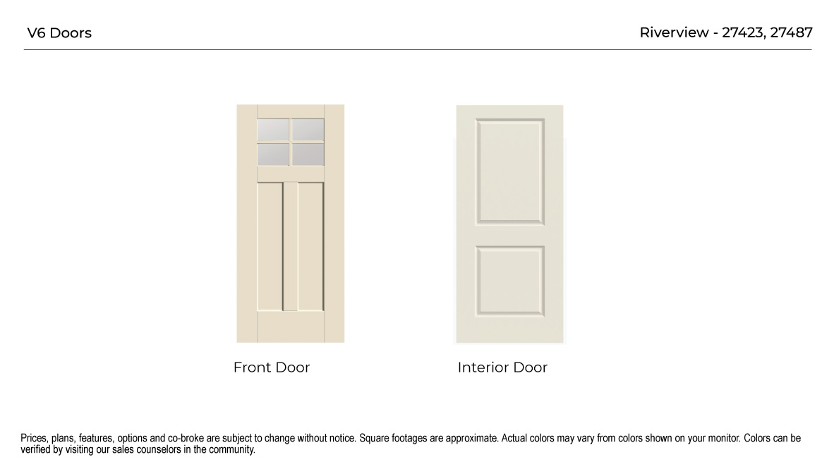 Options for the front door of the Westley floorplan.