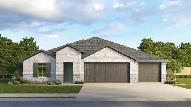The Fairfield Front Exterior Rendering Single-Story Home with Brick - Elevation B