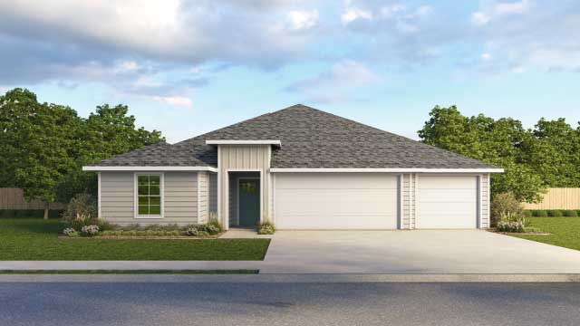 The Grayson Front Exterior Rendering Single-Story Home with Brick - Elevation A