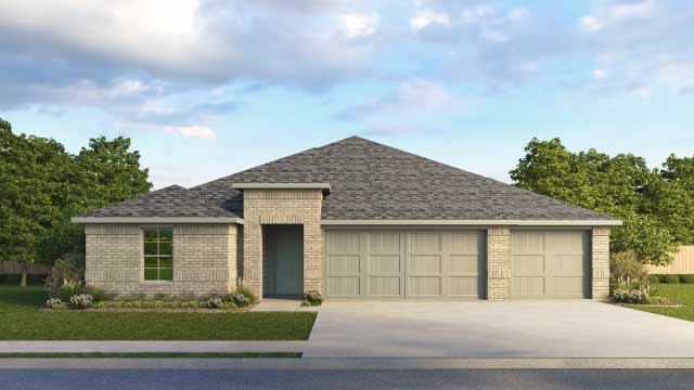 The Grayson Front Exterior Rendering Single-Story Home with Brick - Elevation A