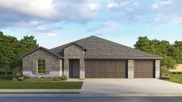 The Grayson Front Exterior Rendering Single-Story Home with Brick - Elevation A