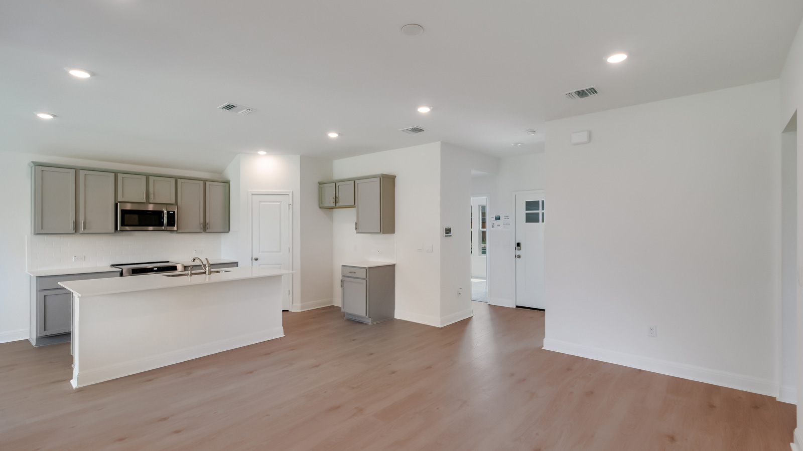 Open concept living area and kitchen.