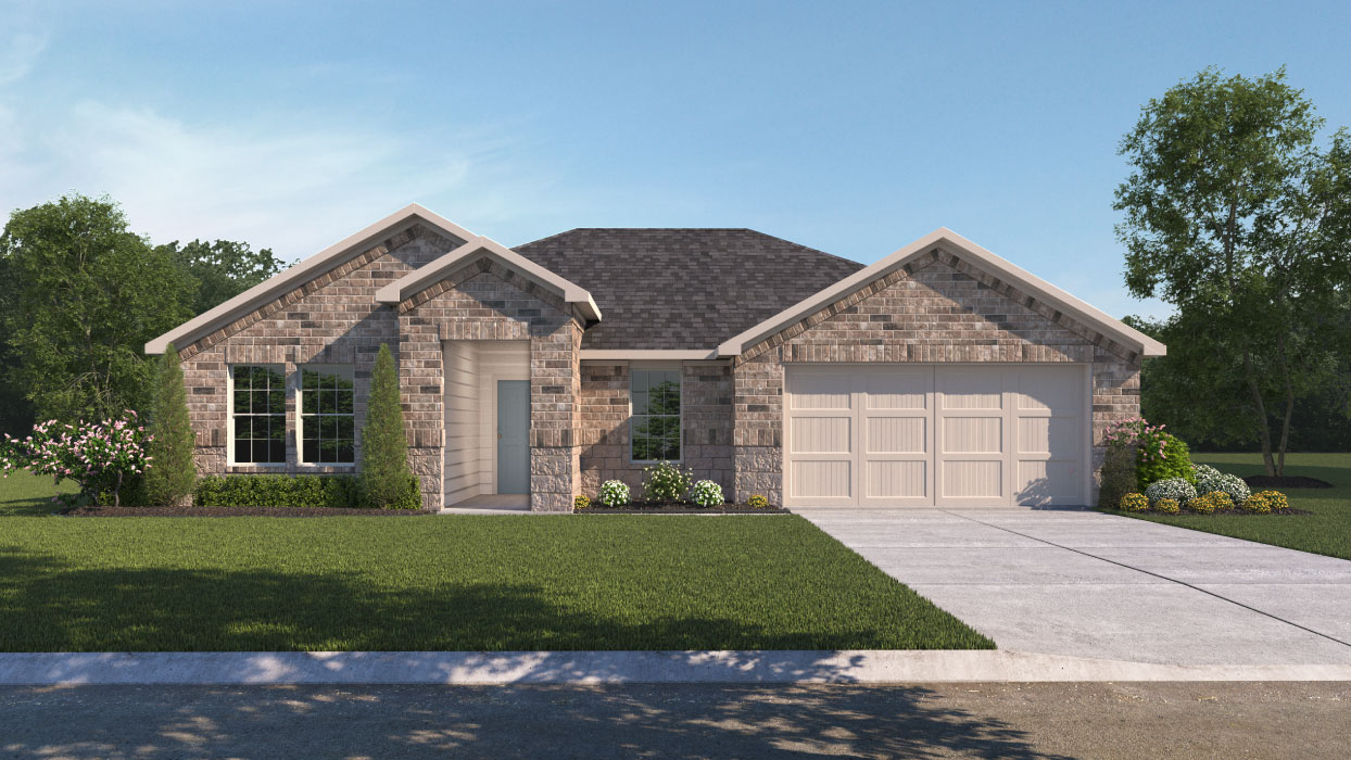 The Alvin Front Exterior Rendering with Brick - Elevation B