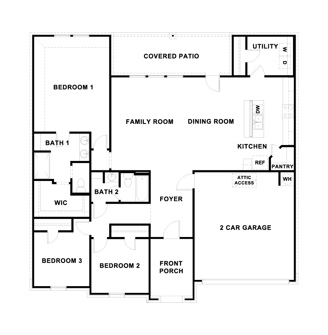 The Coleman One-Story 3 Bedroom Floorplan