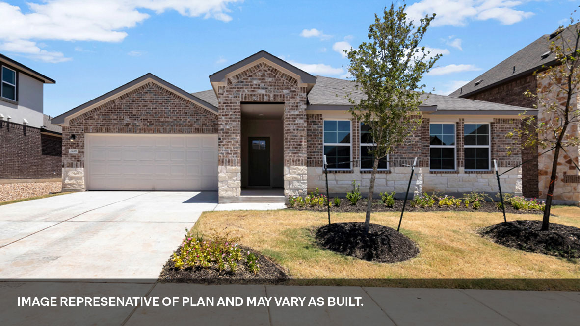 The Dean Floorplan - B Elevation at Riverview in Georgetown, TX.