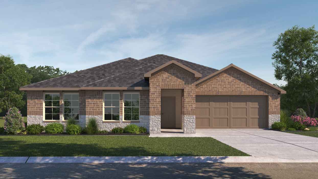 The Dean Front Exterior Rendering with Brick - Elevation B