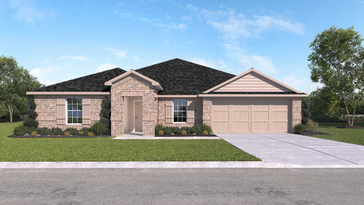 The Frisco Front Exterior Rendering with Brick - Elevation A