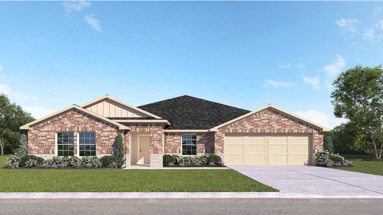 The Frisco Front Exterior Rendering with Brick - Elevation B
