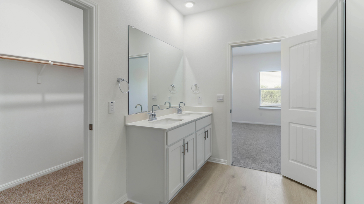 Bathroom with a double vanity sink.
