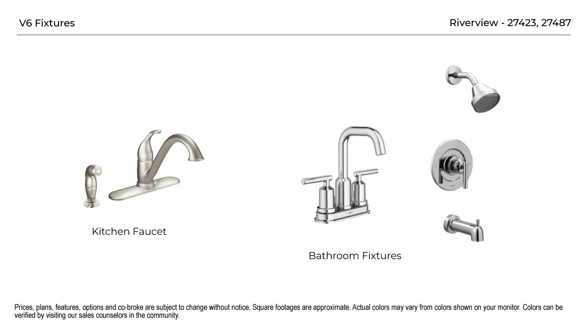 Sink options for kitchen and bathroom for Lancaster floorplan.