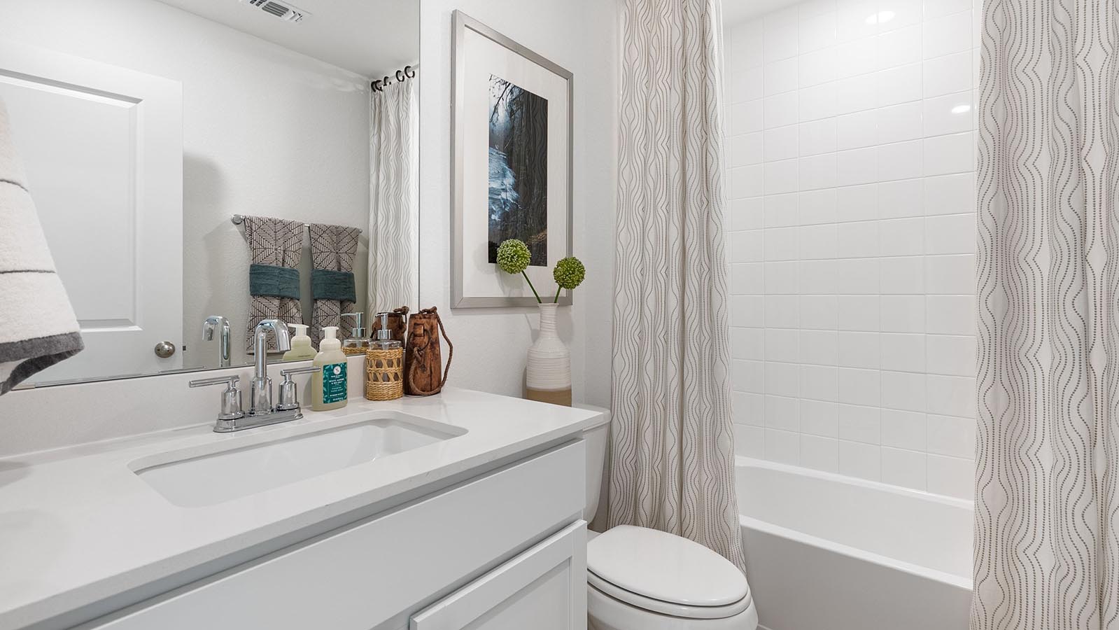 Hall bath with tub/shower combo