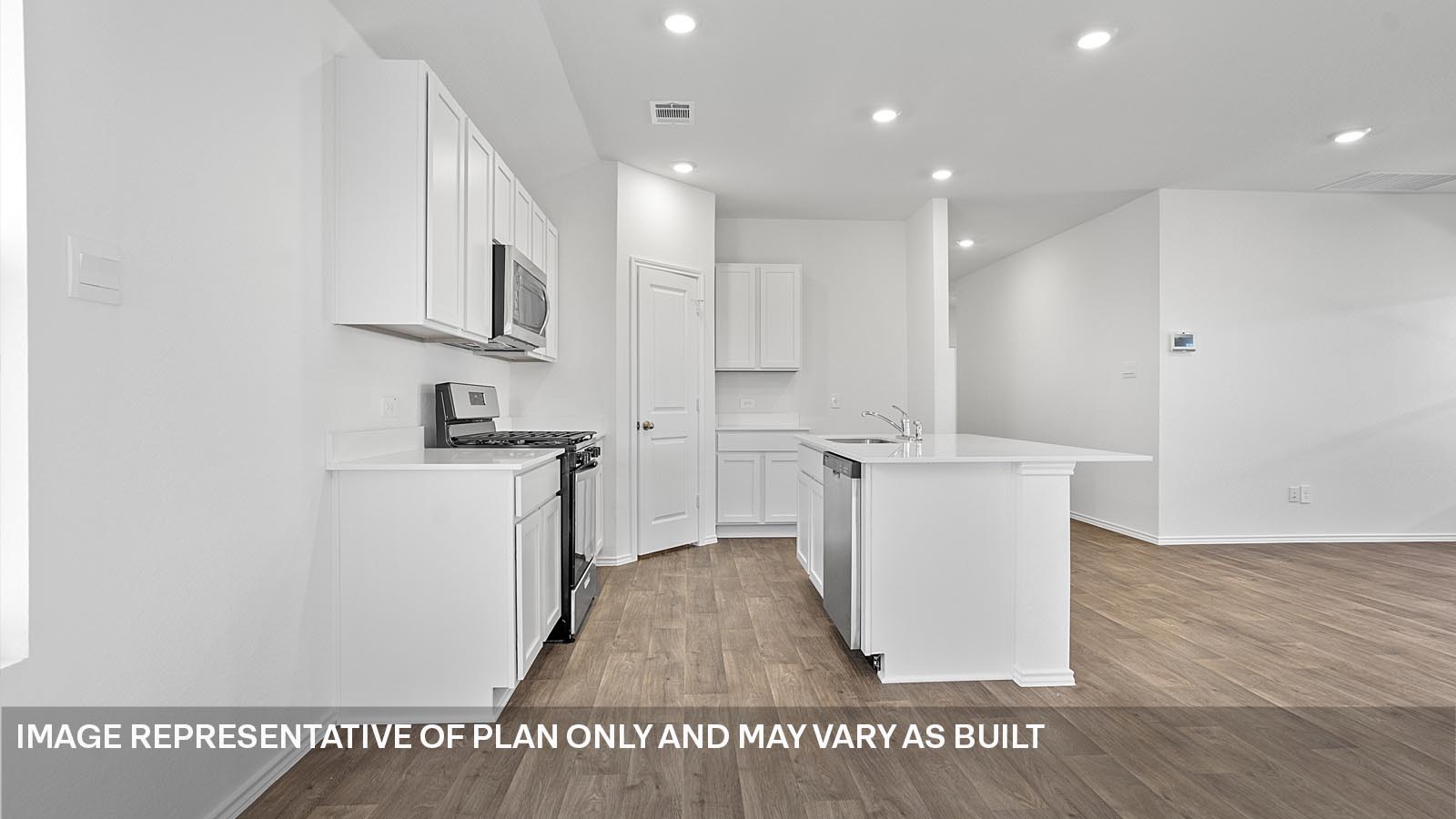 Open kitchen with island.