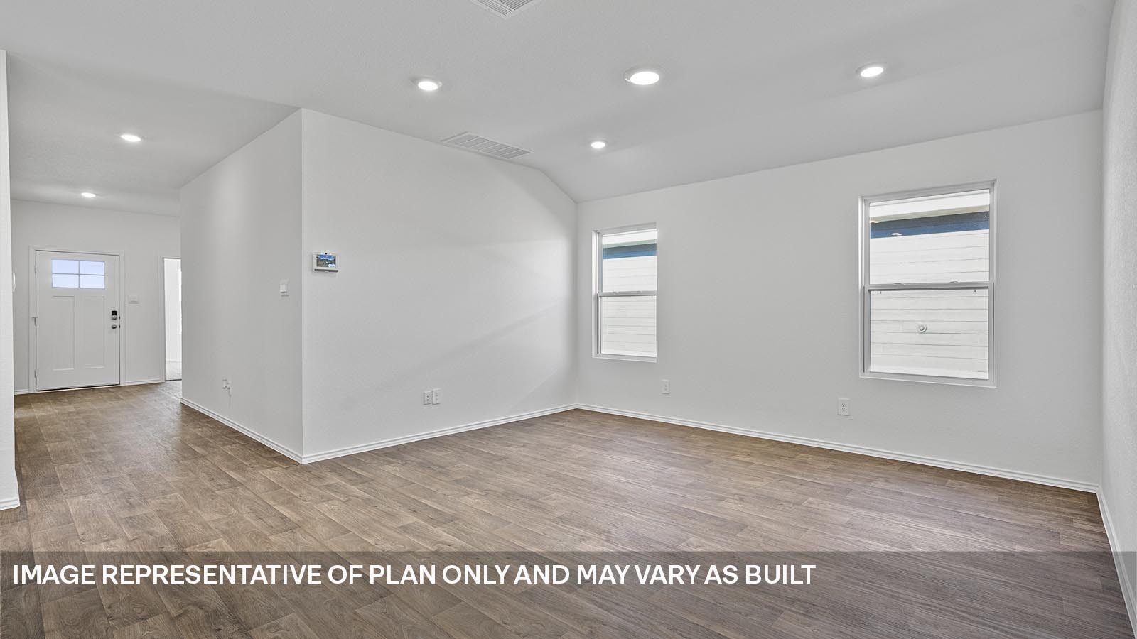 Open living room with windows.