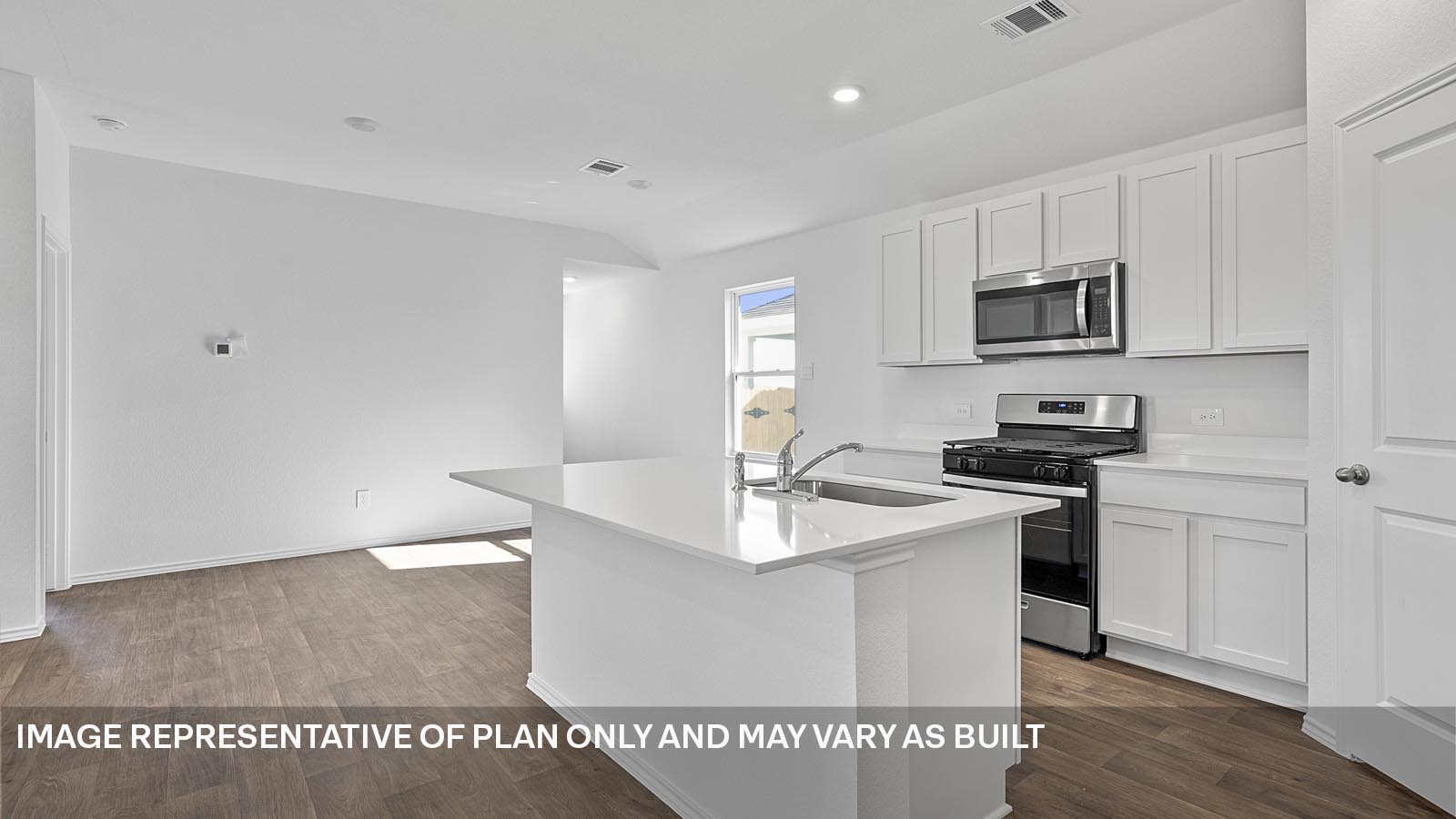 Open kitchen with island.