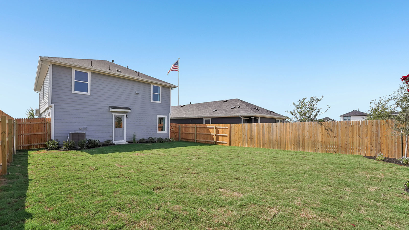 Spacious backyard at Marigold in Kyle, TX.