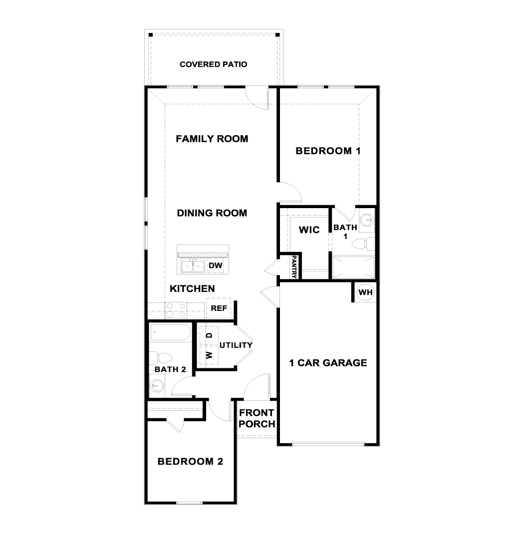 The Darcy One Story Two Bedroom Floorplan