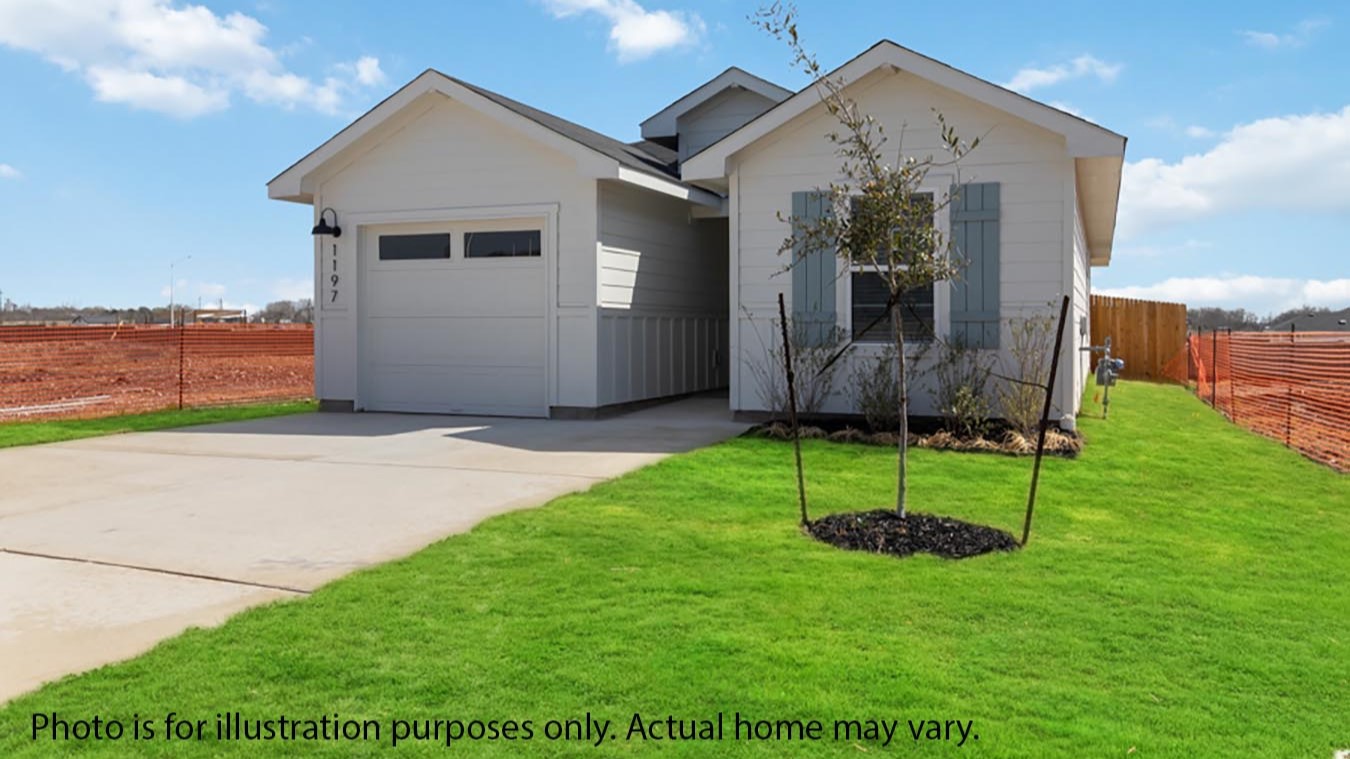 front exterior blue shutters twocar garage shingle roof