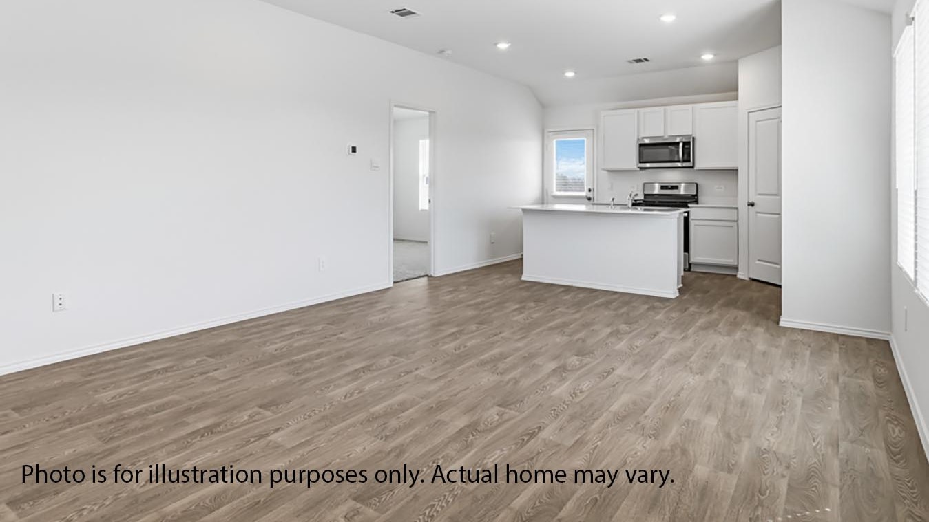 Living area and dining room next too kitchen