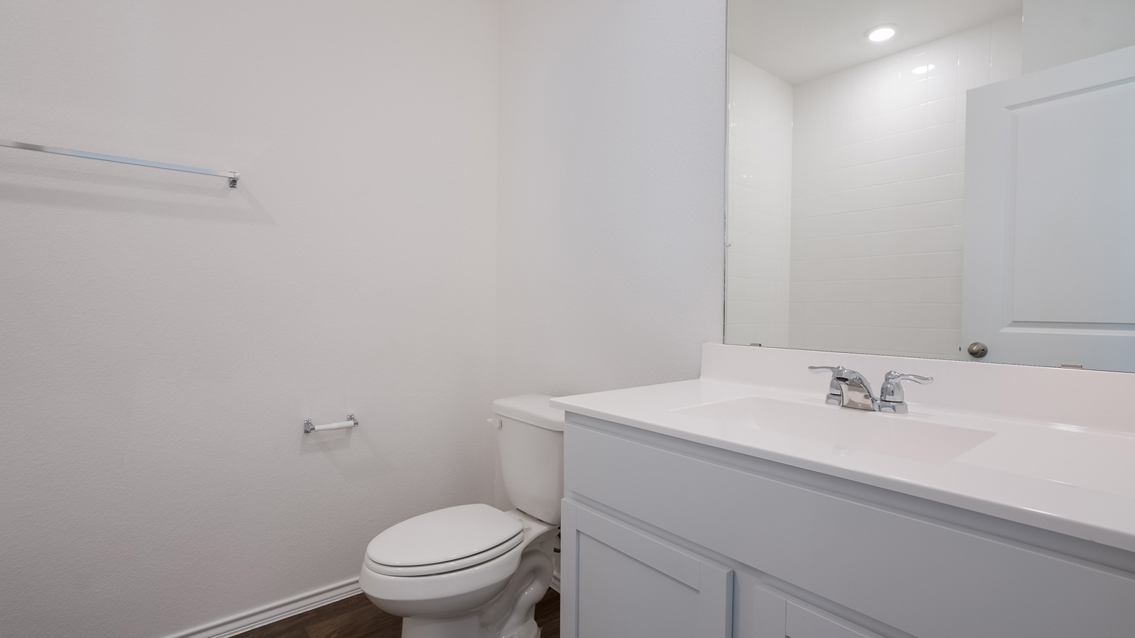 Bathroom 2 with single vanity sink.