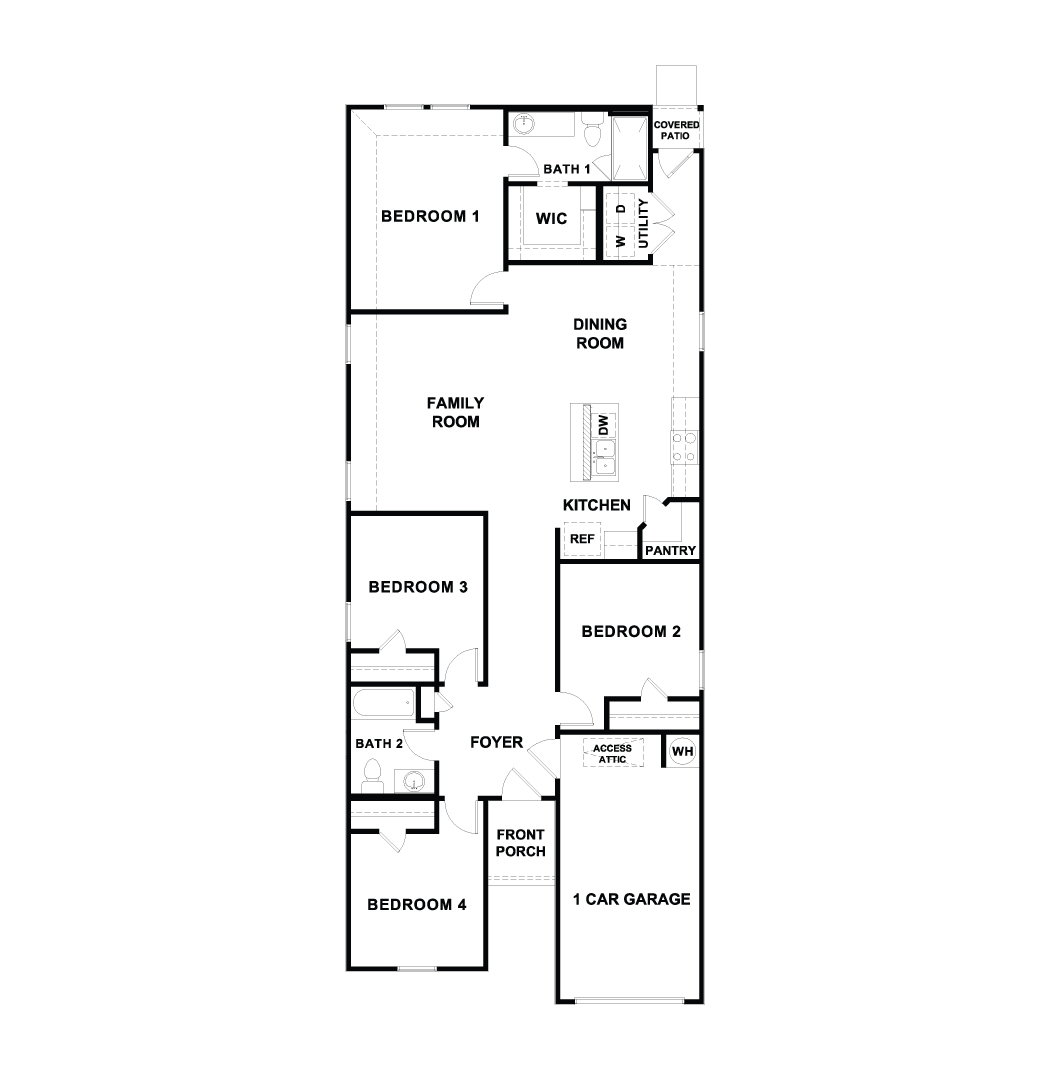 The Danbury Four Bedroom One Story Home Floorplan