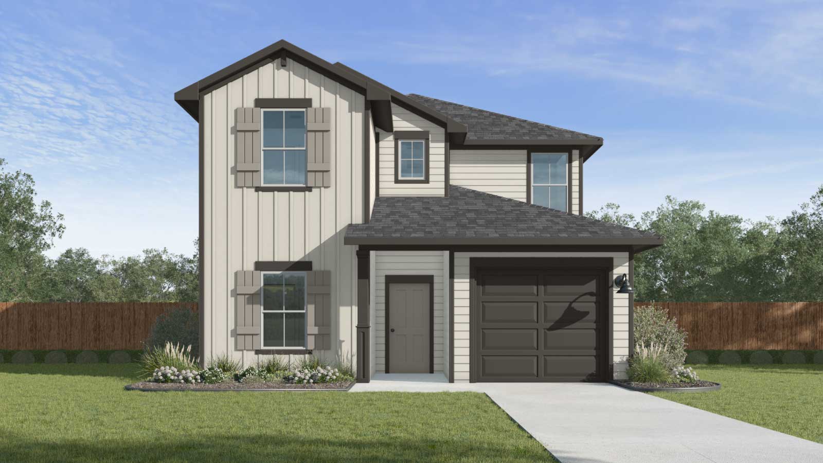 The Violet Front Exterior Rendering Two Story Home - Elevation B