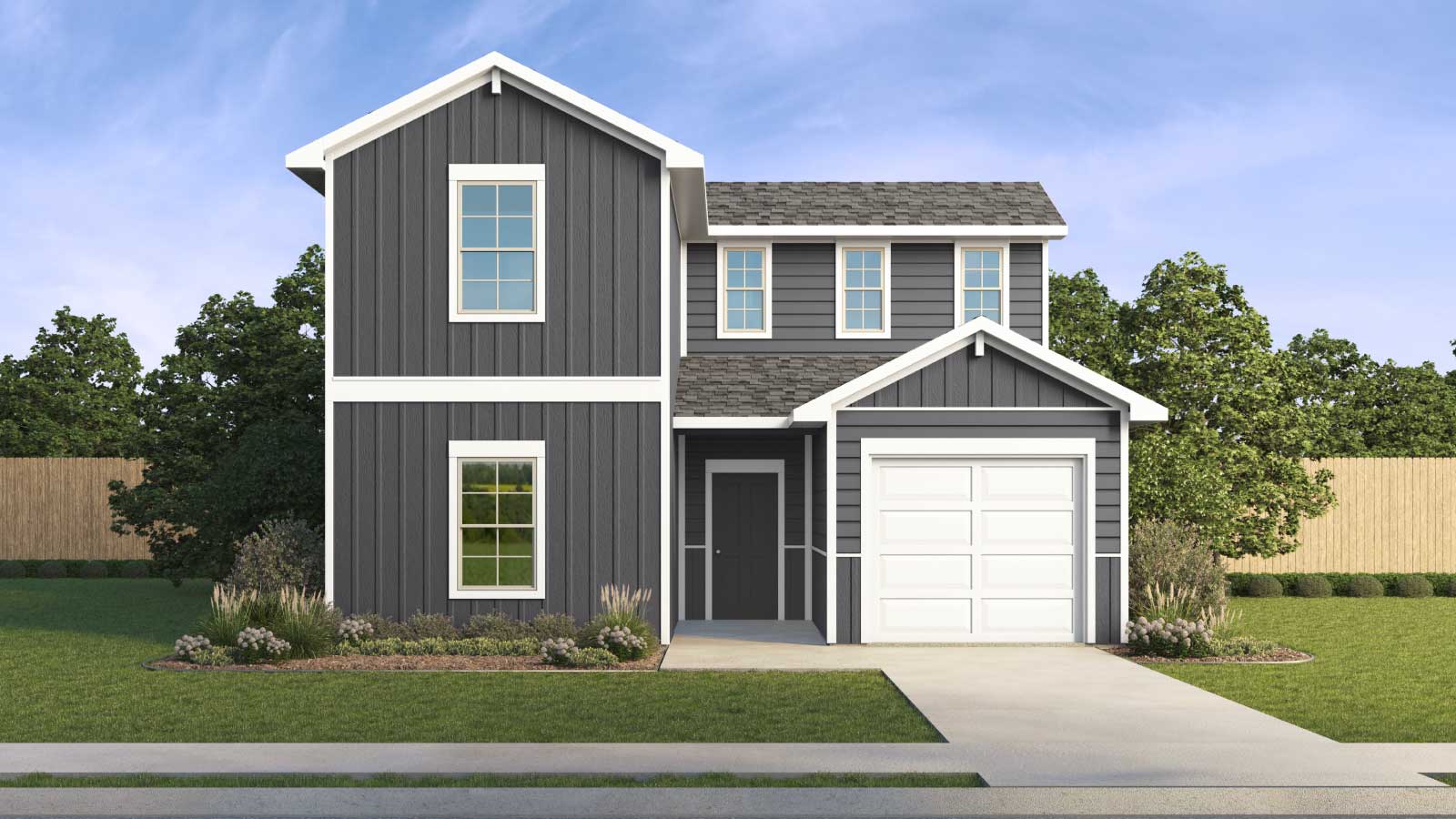 The Periwinkle Front Exterior Rendering Two Story Home - Elevation A