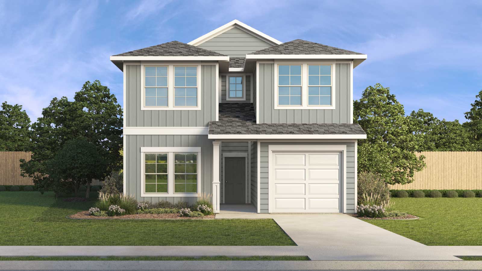 The Sage Front Exterior Rendering Two Story Home - Elevation B