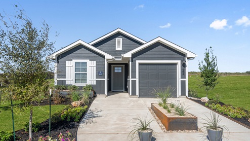 The Danbury floorplan - A Elevation at Marigold in Uhland, TX.