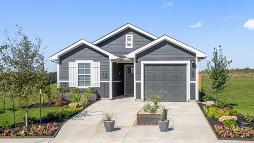 The Danbury floorplan - A Elevation at Marigold in Uhland, TX.