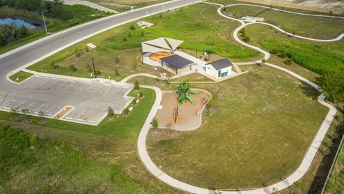 Ariel view of amenity center at Marigold.