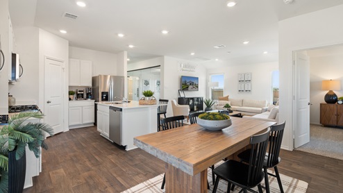 Open concept kitchen and living area.