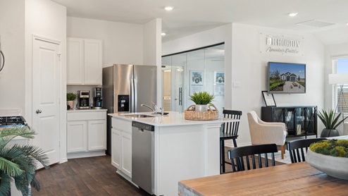 Open concept kitchen and living area.
