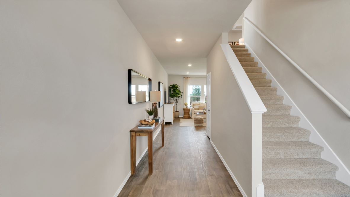 Hallway leading to living room.
