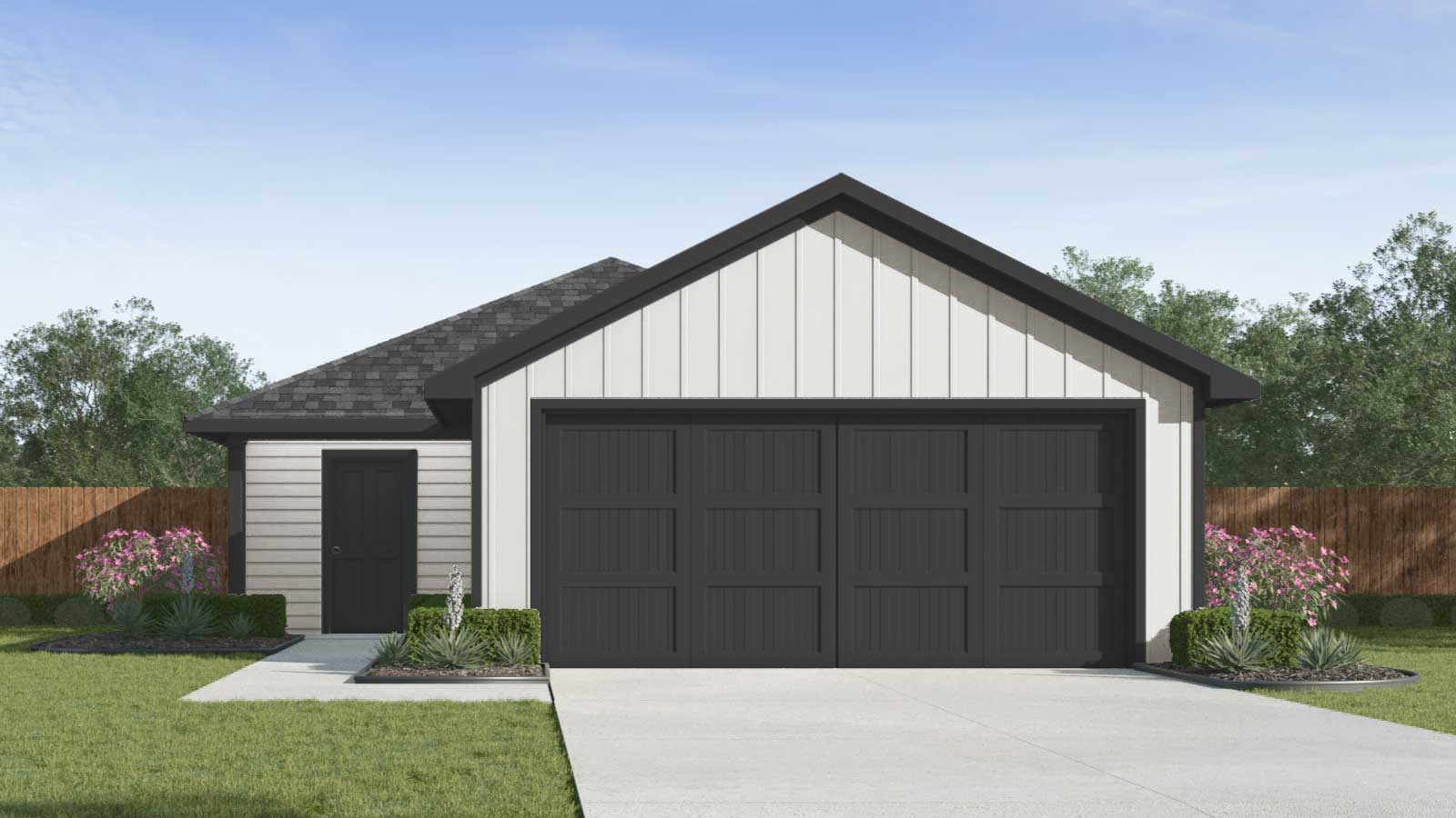 The Barton Front Exterior Rendering Single Story Home - Elevation K