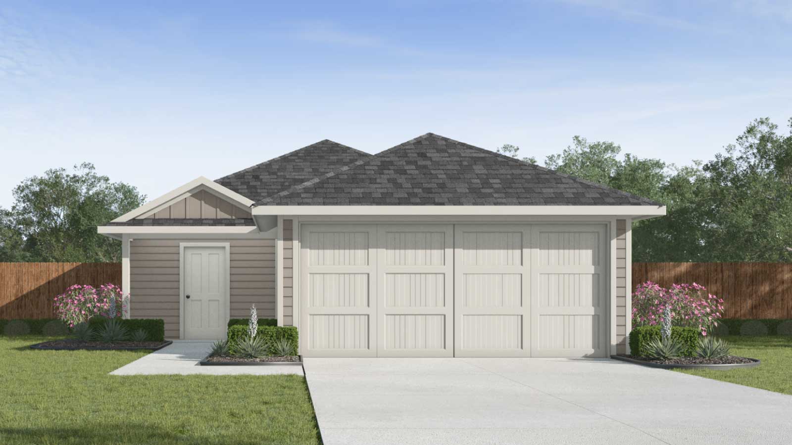 The Estero Front Exterior Rendering Single Story Home - Elevation J