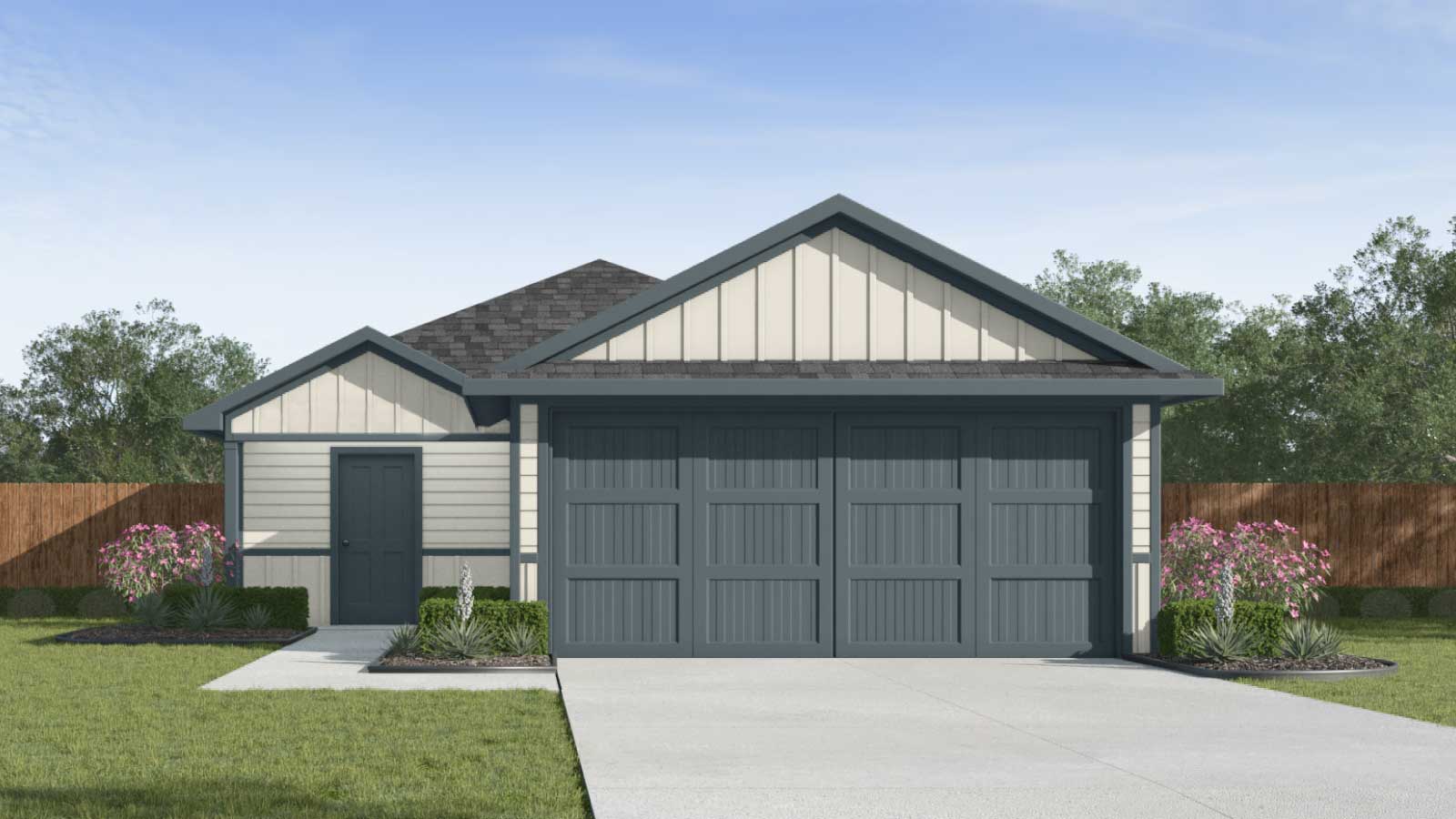 The Estero Front Exterior Rendering Single Story Home - Elevation K