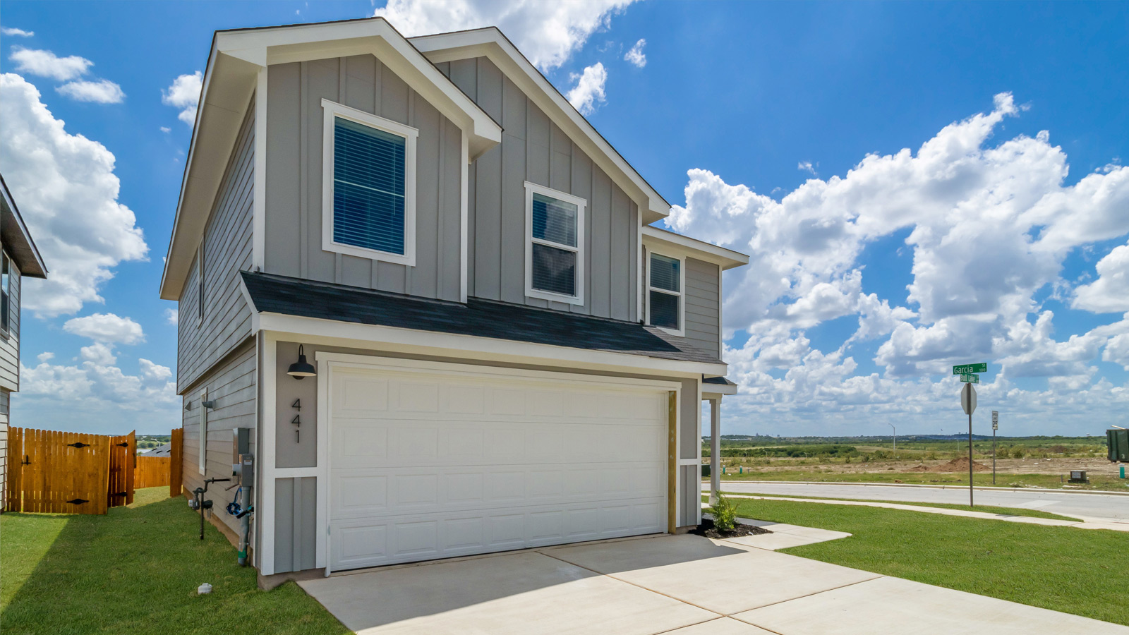 The Franklin plan with a two car garage.